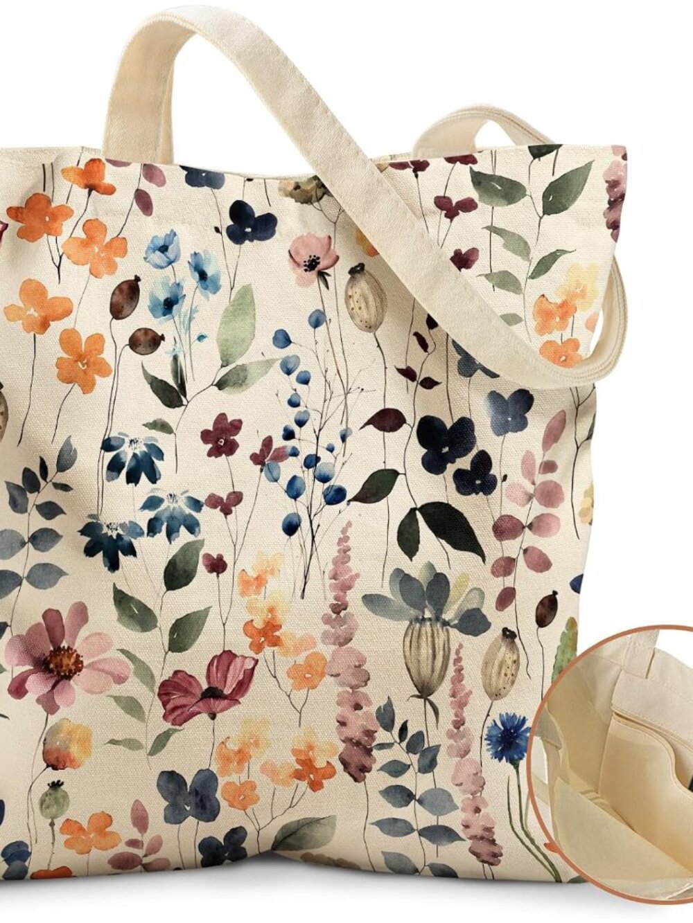 Aesthetic Tote Bag for Girls - with Magnetic Buckle and Zipper Inner Pocket for